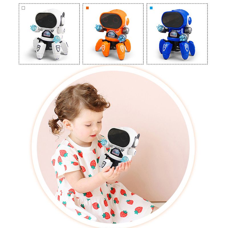 Dancing Robot Walking Dancing Electronic Battery Operated LED Flashing Lights and Music Robot Toys for Kids Boys and Girls White big image 2