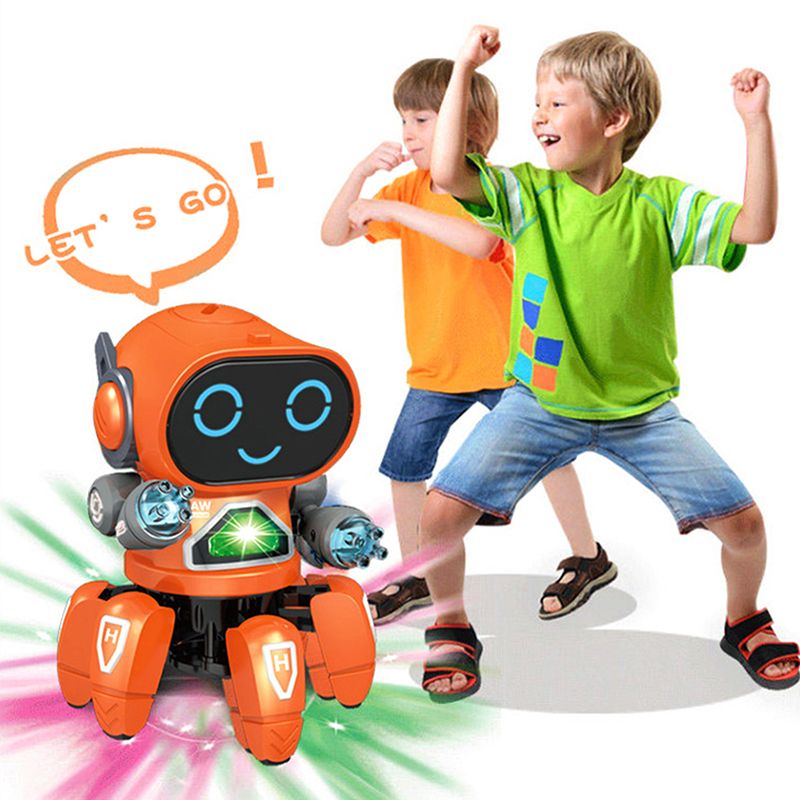 Dancing Robot Walking Dancing Electronic Battery Operated LED Flashing Lights and Music Robot Toys for Kids Boys and Girls White big image 4
