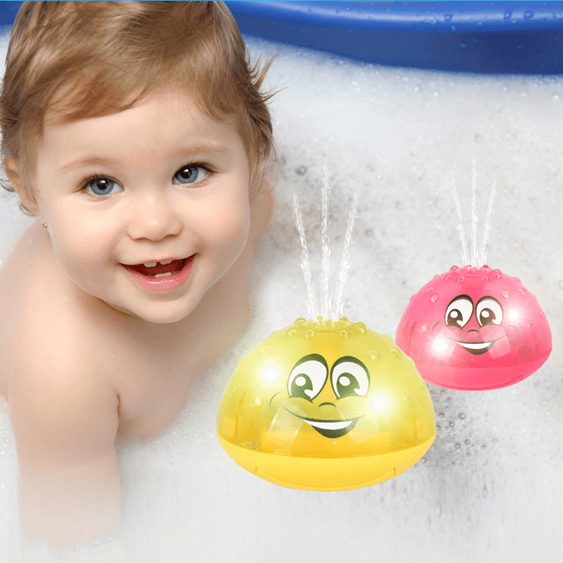 Baby Bath Toys Mini Squirt Spray Water Toy LED Light Up Automatic Induction Sprinkler Toys for Baby Toddler Kid Bathtub Shower Pool Toys Pale Yellow big image 3
