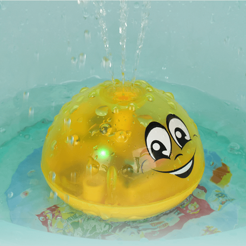 Baby Bath Toys Mini Squirt Spray Water Toy LED Light Up Automatic Induction Sprinkler Toys for Baby Toddler Kid Bathtub Shower Pool Toys Pale Yellow