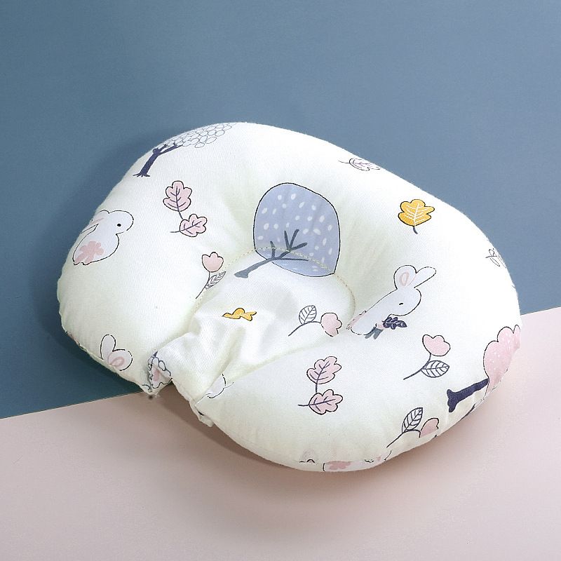 100% Cotton Baby Pillow Breathable Sleeping Pillow to Help Prevent and Treat Flat Head Syndrome White