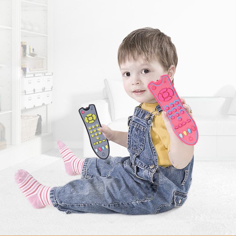 Baby Simulation Musical Remote TV Controller Instrument with Music English Learning Remote Control Toy Early Development Educational Cognitive Toys Pink big image 3