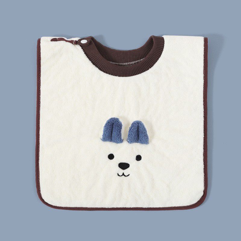 Baby Bib Cute Cartoon Dual Ears Design Waterproof Drool Teething Saliva Towel Face Washing Towel White