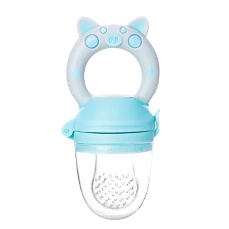 alimentador de comida para bebê alimentador de frutas para mastigar chupeta de silicone infantil dentição brinquedo mordedor gomas de massagem Azul