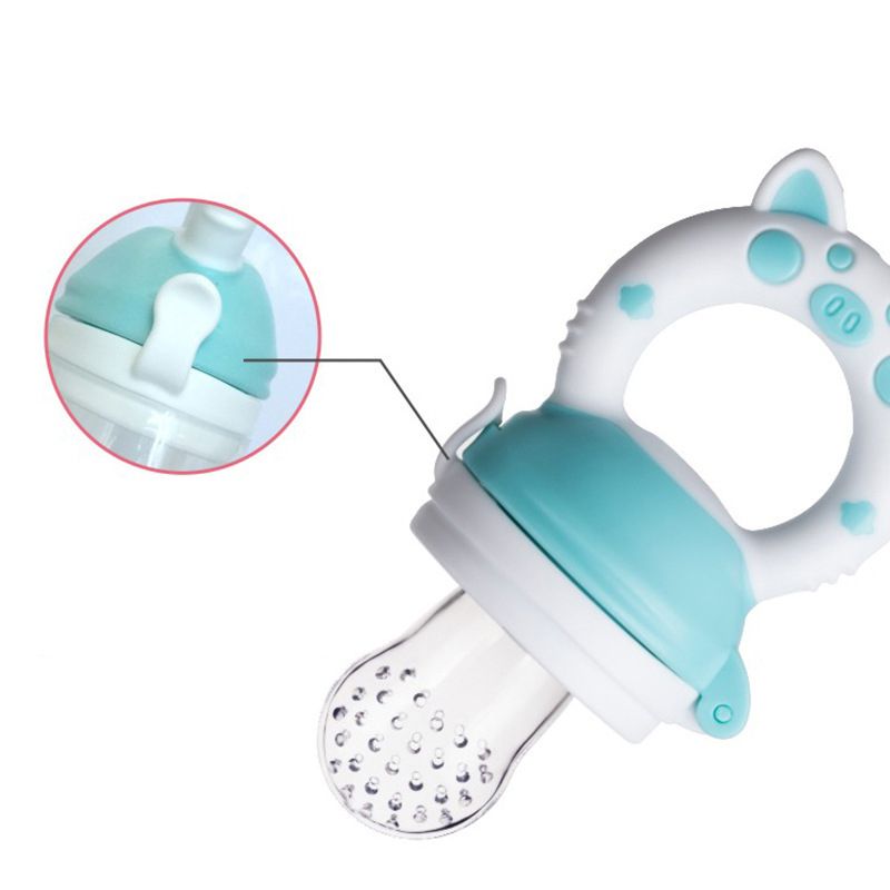 Baby Food Feeder Vegetable Fruit Chew Feeder Silicone Pacifier Infant Teething Toy Teether Massage Gums Pink big image 7