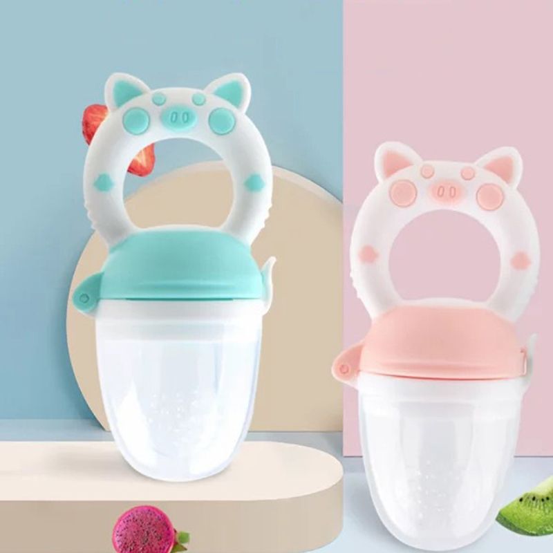 Baby Food Feeder Vegetable Fruit Chew Feeder Silicone Pacifier Infant Teething Toy Teether Massage Gums Pink big image 9