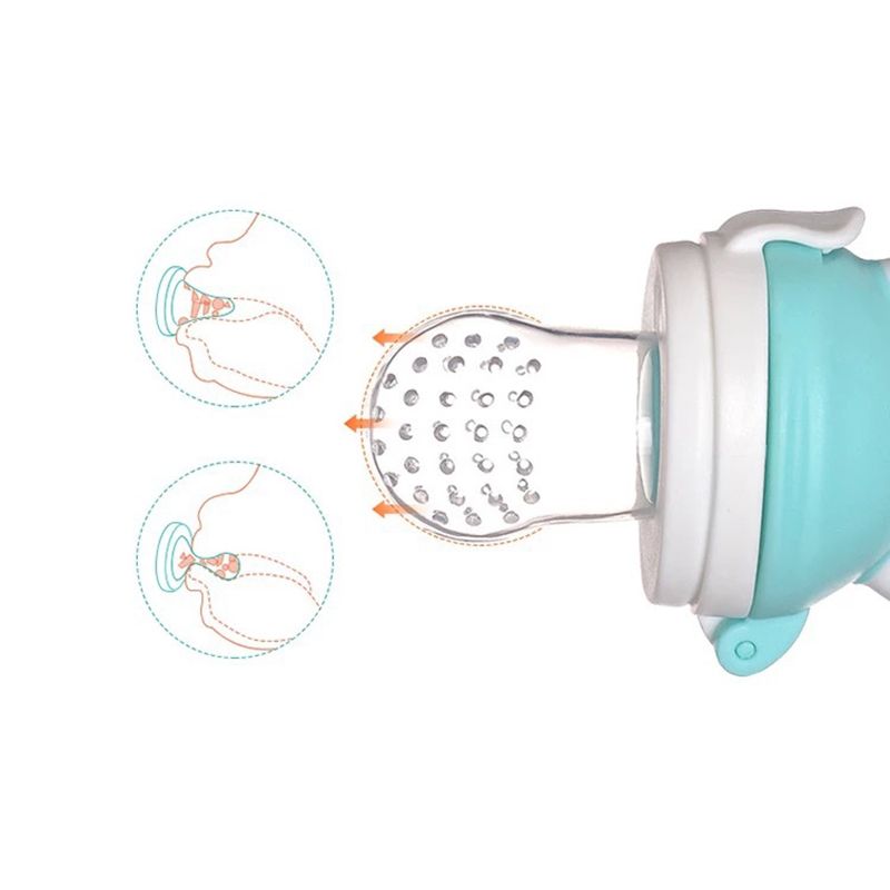 Baby Food Feeder Vegetable Fruit Chew Feeder Silicone Pacifier Infant Teething Toy Teether Massage Gums Pink big image 10
