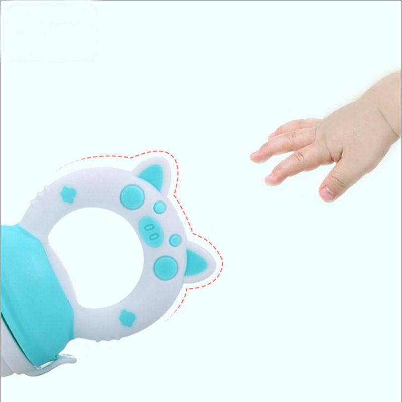 Baby Food Feeder Vegetable Fruit Chew Feeder Silicone Pacifier Infant Teething Toy Teether Massage Gums Blue big image 3