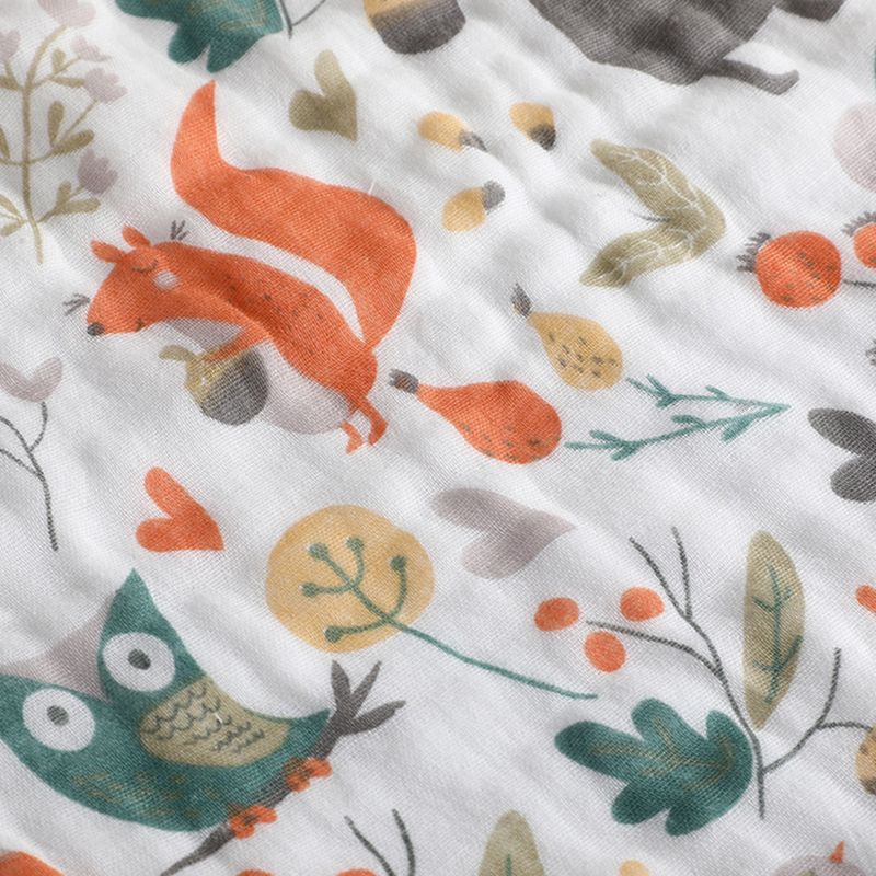 100% Cotton Cartoon Animal Dinosaur Pattern Baby Blankets 6-layer Cotton Gauze Soft Absorbent Newborn Swaddle Blanket Shower Wipes Orange big image 5