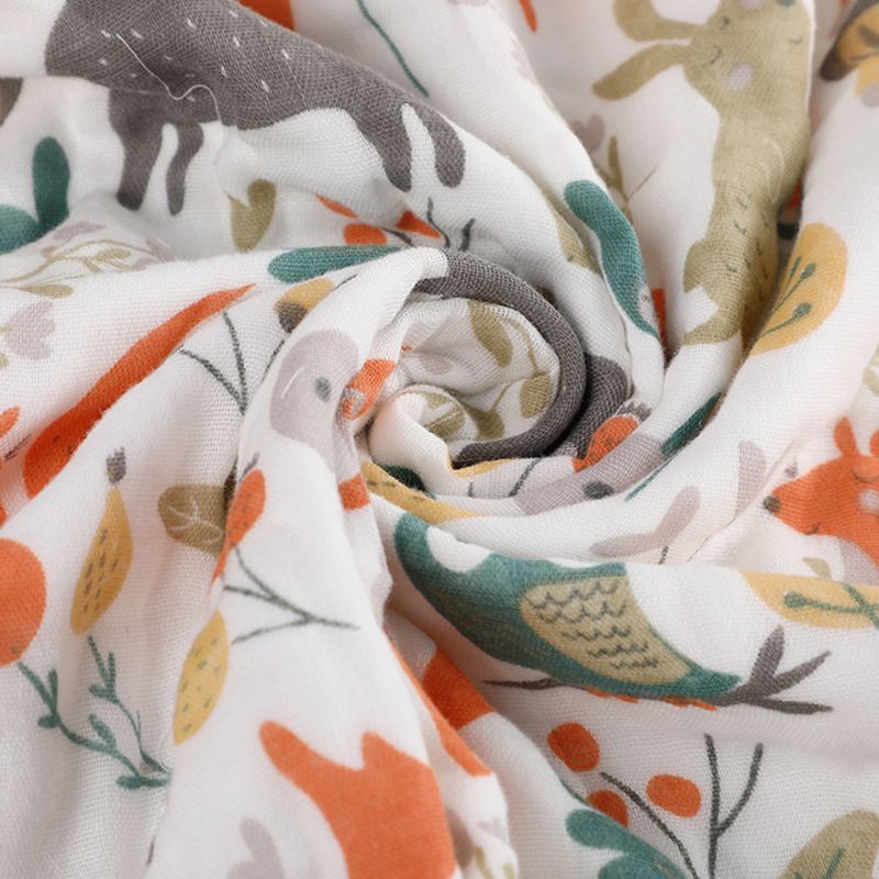 100% coton dessin animé animal dinosaure motif bébé couvertures gaze de coton 6 couches doux absorbant nouveau-né couverture à emmailloter lingettes de douche Orange