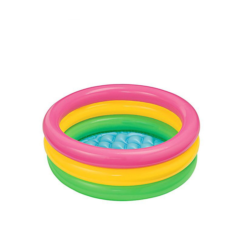 Inflatable Kiddie Swimming Pool Paddling Pool Water Pool Colorful 3 Rings Inflatable Baby Ball Pit Pool Multi-color