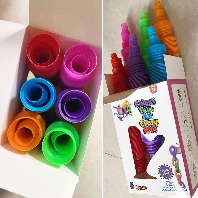 12-pack Pop Tubes Sensory Toys Fine Motor Skills & Learning Fidget Toys for Toddlers Kids Adults Color-A big image 8