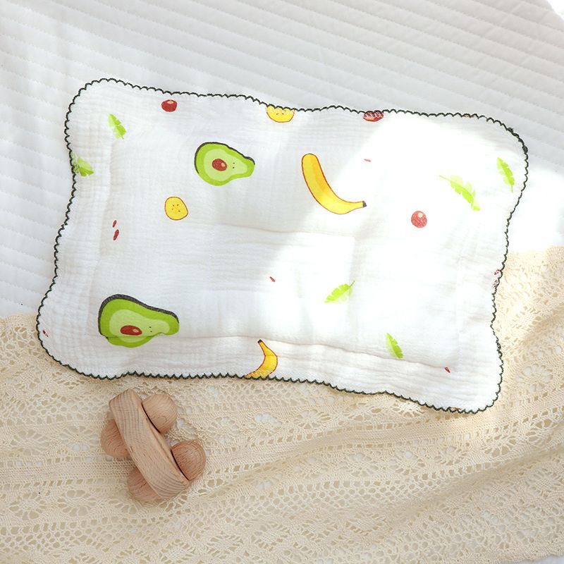 cuscino per bambini in puro cotone con motivo a frutta cuscino per dormire traspirante che assorbe il sudore per aiutare a prevenire e curare la sindrome della testa piatta Verde big image 1