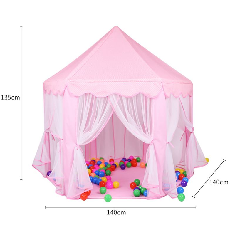 Princess Castle Tent Indoor Kids Fairy Play Tents Mesh Design Breathable and Cool Pink big image 5