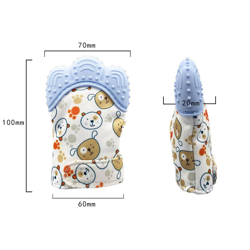 Luva de dentição de silicone de grau alimentício para bebê estimulando o mordedor brinquedo calmante massageador de alívio de dentição Cor de Damasco big image 5