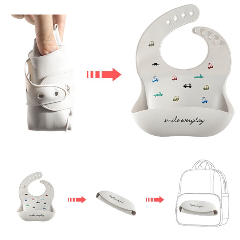 Babetes de bebê de silicone com bolso coletor de comida babador ajustável à prova d'água para 6 meses - 4 anos de idade Rosa big image 5