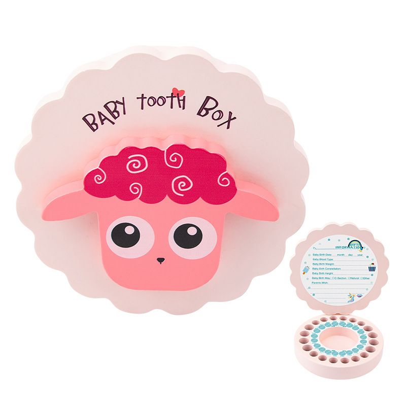 Baby Tooth Box Keepsake Tooth Organizer Storage Container with Tweezers & Lanugo Bottle & Cotton Pink