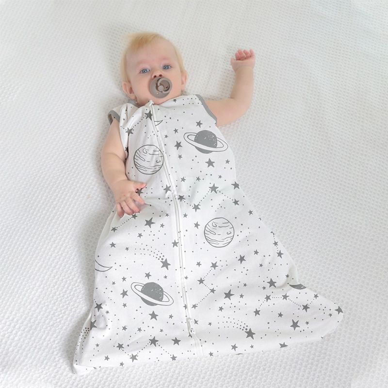 Cobertor usável para bebê com zíper saco de dormir swaddle removível bainha design respirável saco de dormir sem mangas Rosa big image 1