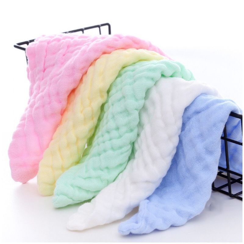 5-pack 100% Cotton Baby Muslin Washcloths Set 6 Layer Absorbent Soft Newborn Baby Face Towel Multi-color