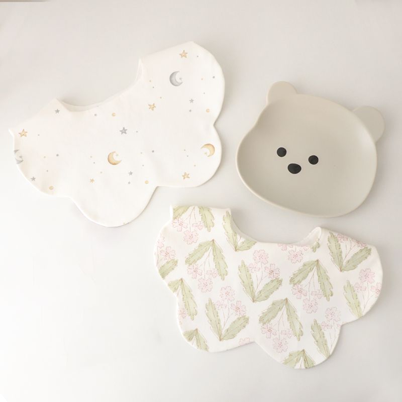 2-pack Baby Petal Shape Bibs Snap Double-layer Soft Absorbent Drool Bibs Teething Bib Color-A big image 1