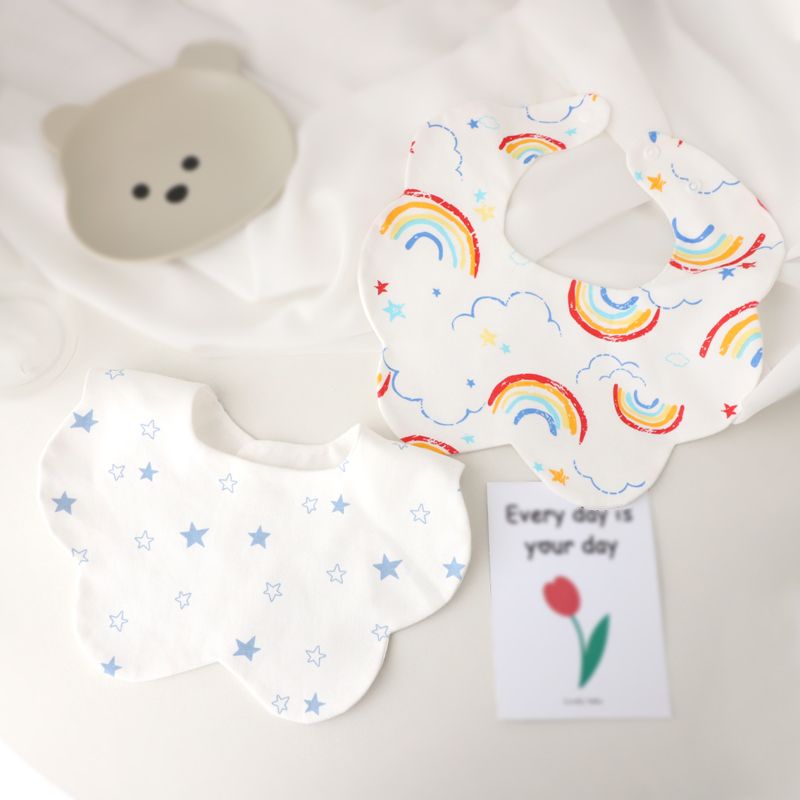2-pack Baby Petal Shape Bibs Snap Double-layer Soft Absorbent Drool Bibs Teething Bib Color-A big image 7