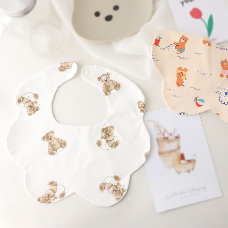 2-pack Baby Petal Shape Bibs Snap Double-layer Soft Absorbent Drool Bibs Teething Bib Color-A big image 9