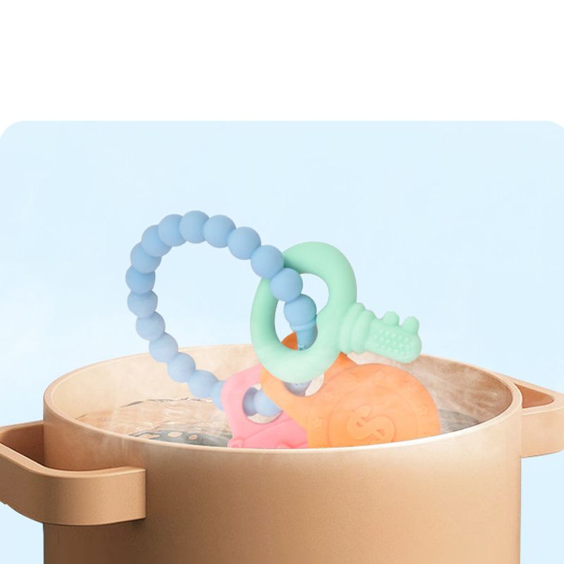 Food Grade Silicone Teether Bracelet Baby Teether Ring Chew Bracelet Blue big image 3