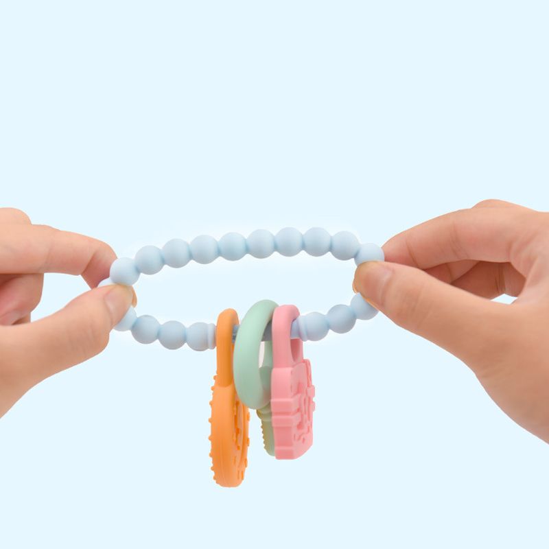 Food Grade Silicone Teether Bracelet Baby Teether Ring Chew Bracelet Blue big image 7