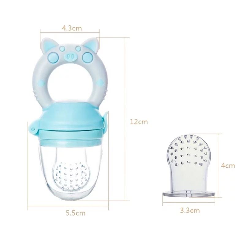 Baby Food Feeder Fresh Vegetable Fruit Chew Feeder Silicone Pacifier Infant Teething Toy Teether Massage Gums Blue big image 2