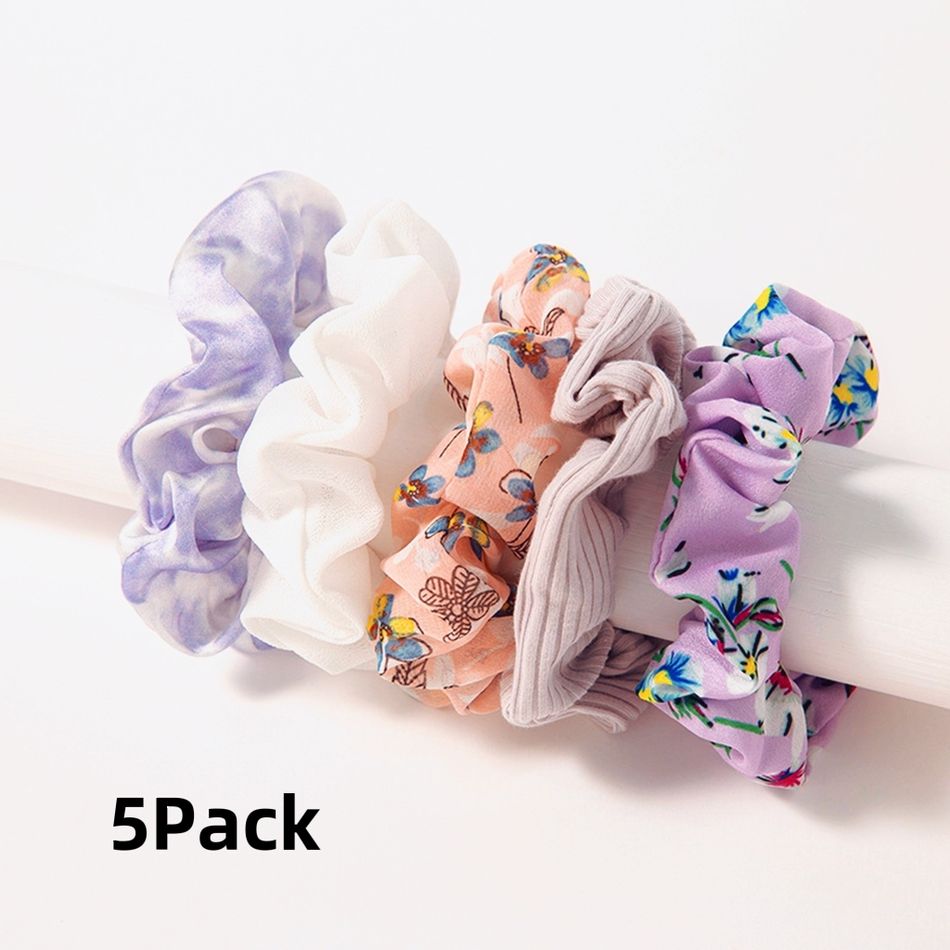 5-pack Women Floral Print Big Scrunchie Set Multi-color