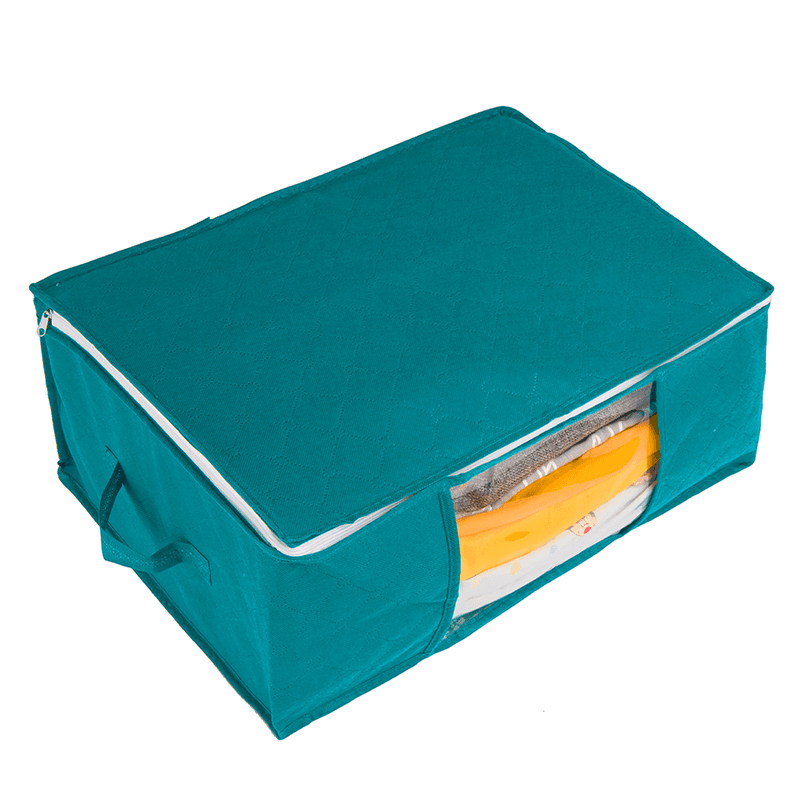 1-pack/3-pack Foldable Dustproof Storage Box Non-woven Fabric Washable Storage Box Turquoise big image 1