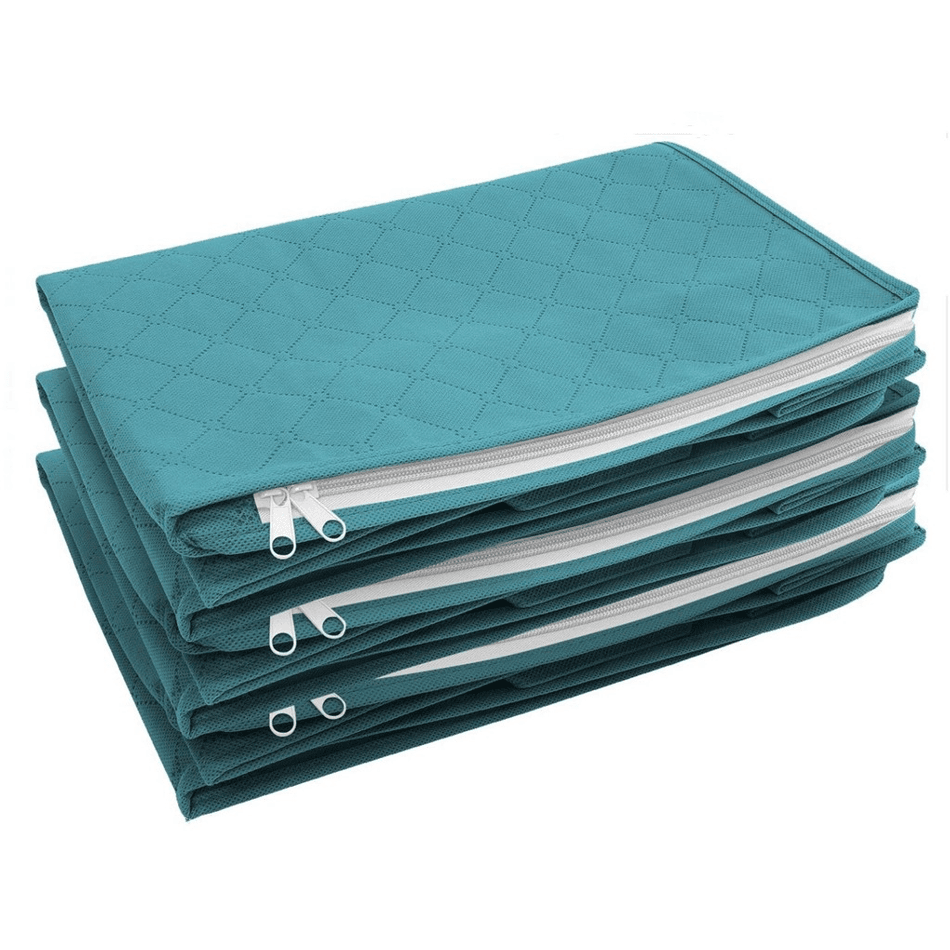 1-pack/3-pack Foldable Dustproof Storage Box Non-woven Fabric Washable Storage Box Turquoise big image 4