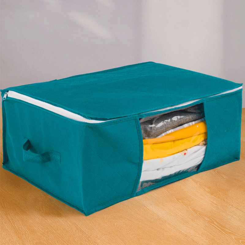 1-pack/3-pack Foldable Dustproof Storage Box Non-woven Fabric Washable Storage Box Turquoise big image 7
