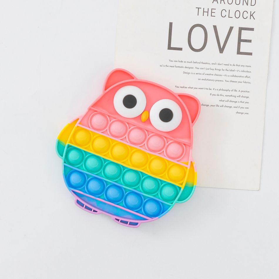 Cartoon Owl Rainbow Sensory Toys Stress Relief Toy Kids Silicone Play Educational Toy Dark Pink