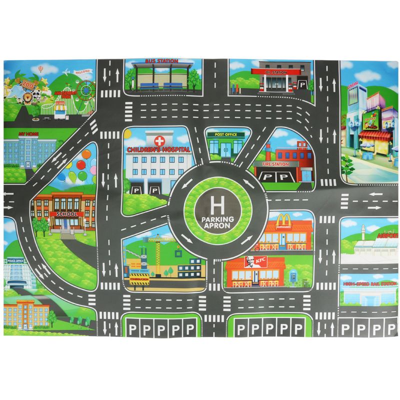 Kids Car Toys City Parking Lot Roadmap English Road Signs Alloy Toy Cars Model Gifts for Boys Girls Color-A