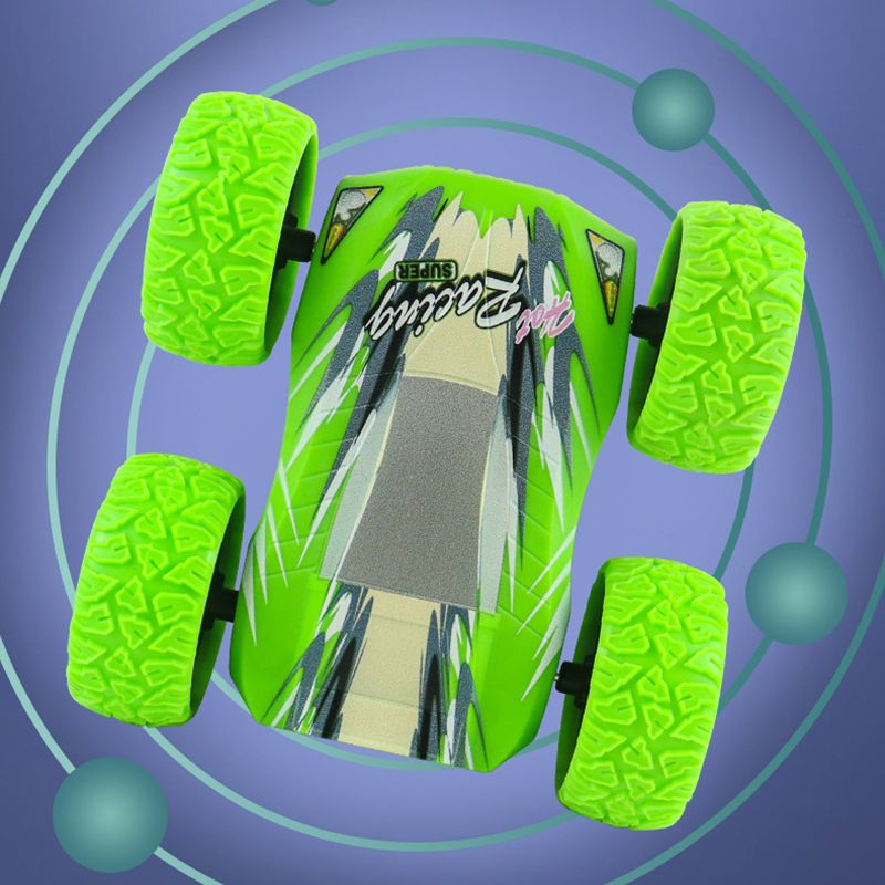 Kids Toy Pull Back Car Double-Sided Friction Powered Flips Inertia Big Tire 4WD Car Off-Road Vehicle Children Toy Gifts Green big image 4