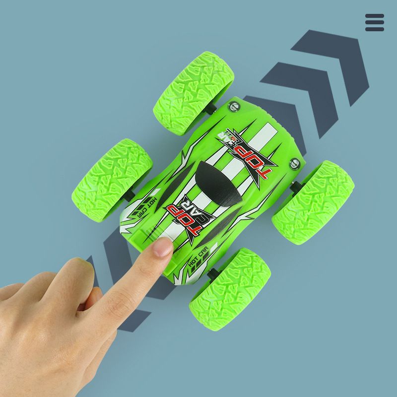 Kids Toy Pull Back Car Double-Sided Friction Powered Flips Inertia Big Tire 4WD Car Off-Road Vehicle Children Toy Gifts Green big image 6