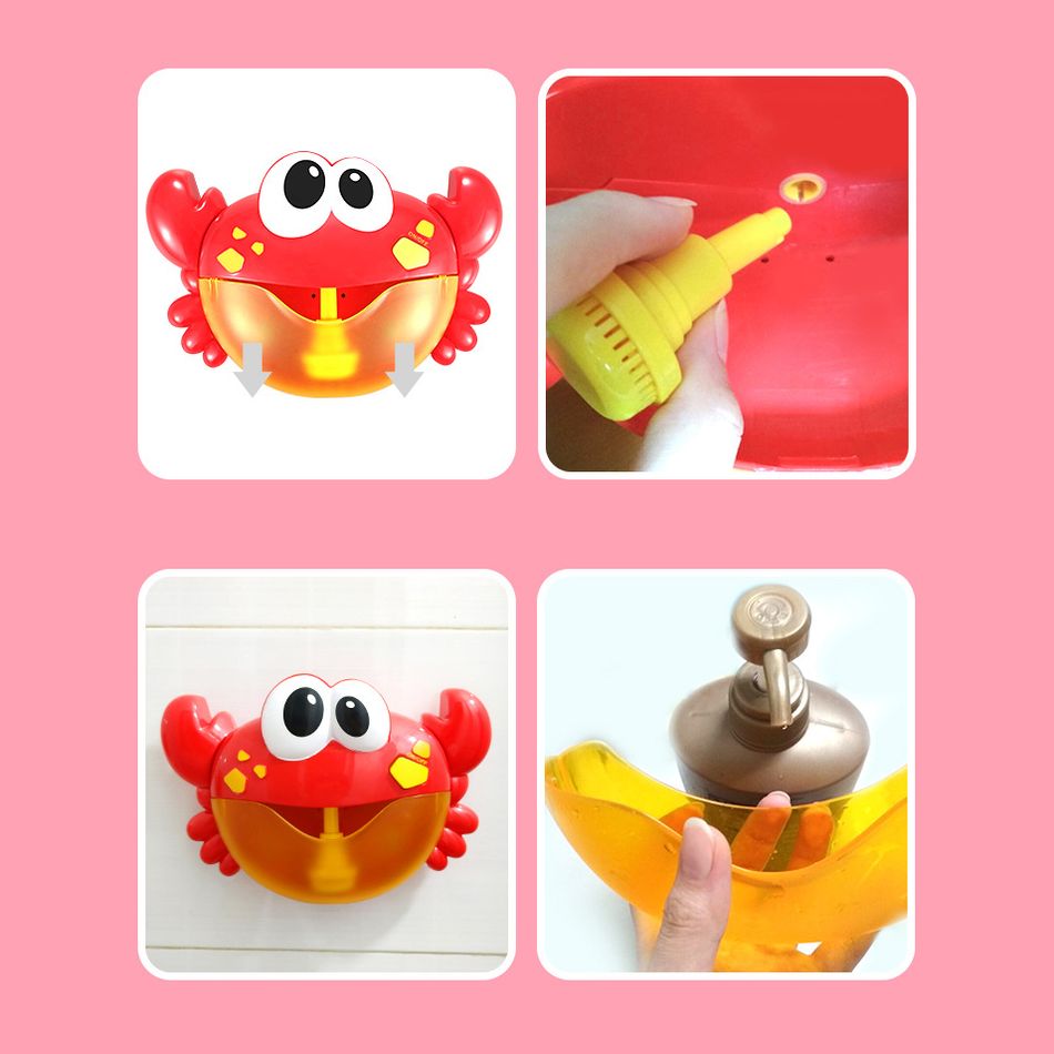 Baby Bath Bubble Crab Toy Bathtub Bubble Toy Bubble Maker with Nursery Rhyme Baby Kids Happy Bath Time Red big image 6