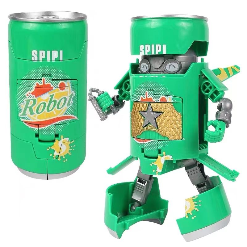 مشوهة الصودا روبوت المحارب نموذج المشروبات يمكن تشوه لعبة أطفال ألعاب تعليمية هدية أخضر