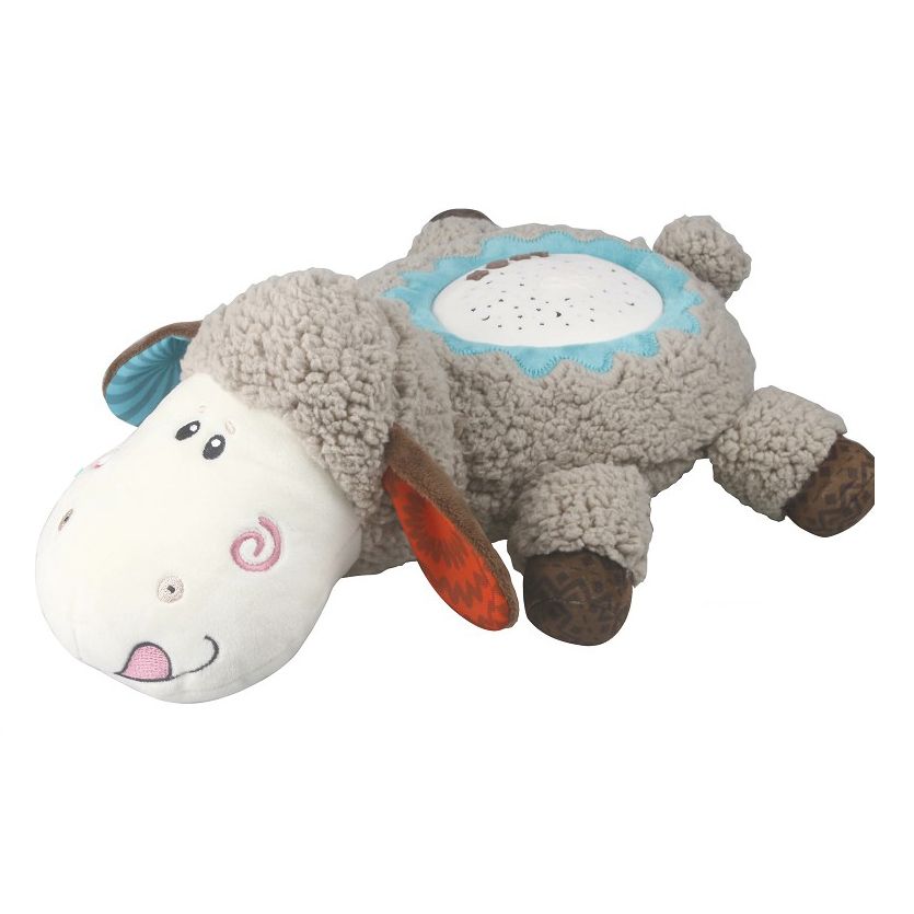 Baby Sleep Soother Plush Toy Sound Machine Projector Night Light Stuffed Animal Slumber Buddies Sleep Aid for Babies Kids Grey