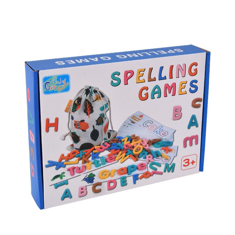 Rechtschreiblernspielzeug aus Holz, passendes Alphabet, Wörter, Spiel, Spielzeug, Montessori, Vorschule, pädagogisch für Kinder, Jungen, Mädchen Mehrfarbig