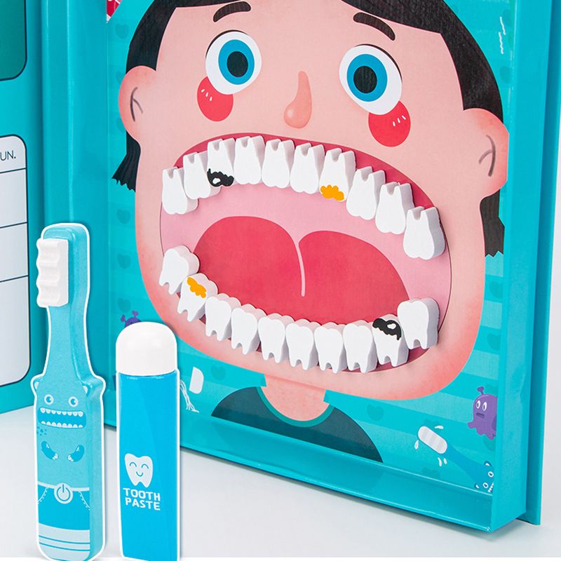 Wooden Dentist Toys Children's Oral Dentistry Toy Dentist Role Pretend Play Toys Kit Medical Educational Toys Set Blue big image 7