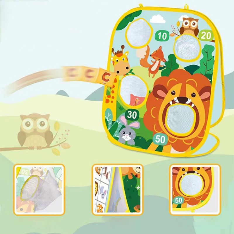 3 in 1 Bean Bag Toss Game Toy Kids Foldable Cornhole Board Games Outdoor Indoor Yard Backyard Toys Orange big image 3