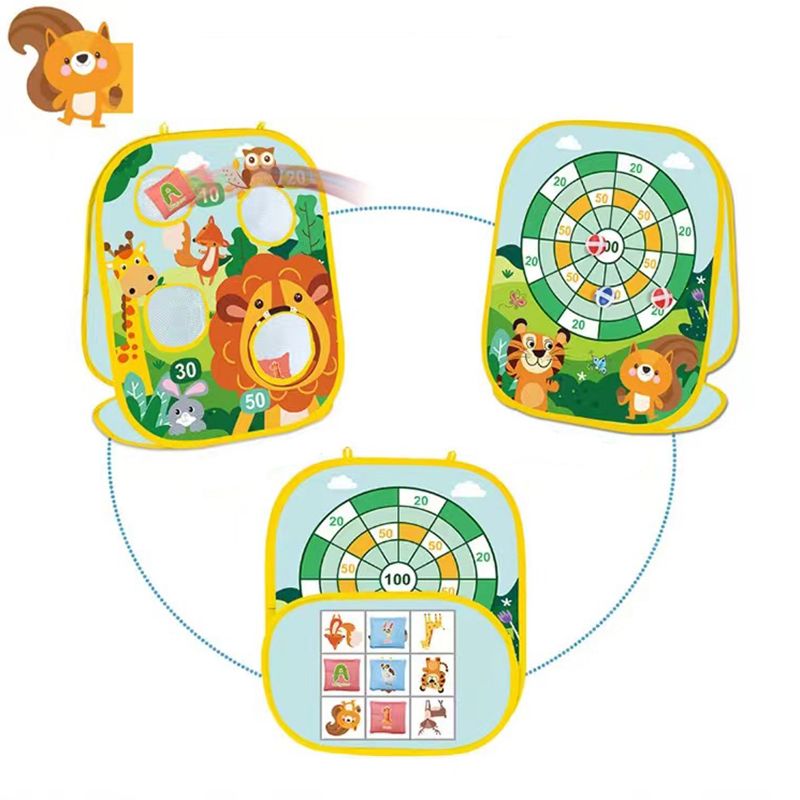 Brinquedo de jogo de arremesso de saco de feijão 3 em 1 para crianças jogos de tabuleiro cornhole dobráveis ao ar livre brinquedos de quintal interior Laranja big image 5