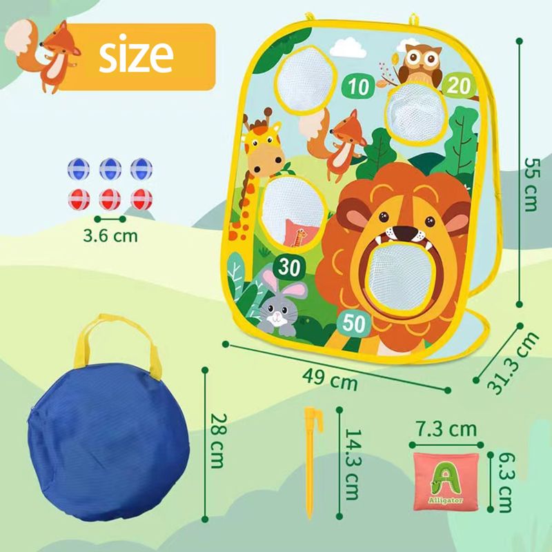3 in 1 Bean Bag Toss Game Toy Kids Foldable Cornhole Board Games Outdoor Indoor Yard Backyard Toys Orange big image 6
