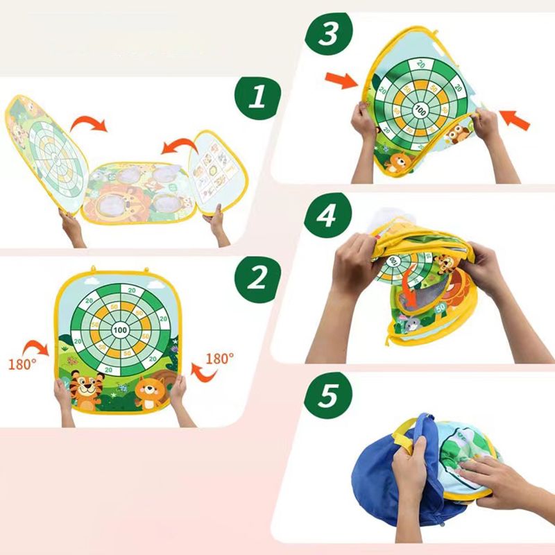 Brinquedo de jogo de arremesso de saco de feijão 3 em 1 para crianças jogos de tabuleiro cornhole dobráveis ao ar livre brinquedos de quintal interior Laranja big image 7