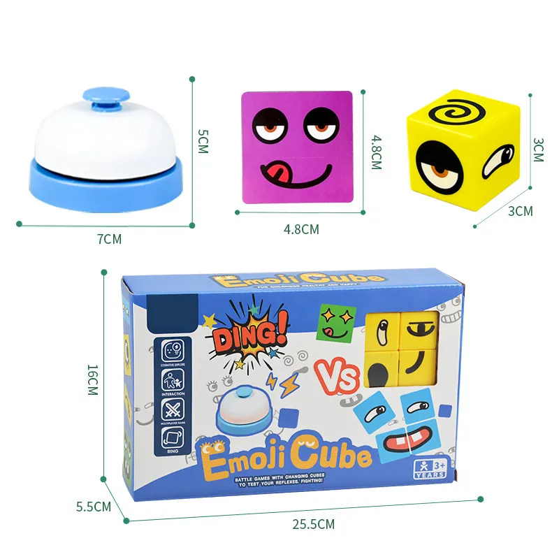 Face Change Rubiks Cube Game Matching Block Puzzles Game Puzzles Building Cubes Toy with Bell Multi-color big image 6
