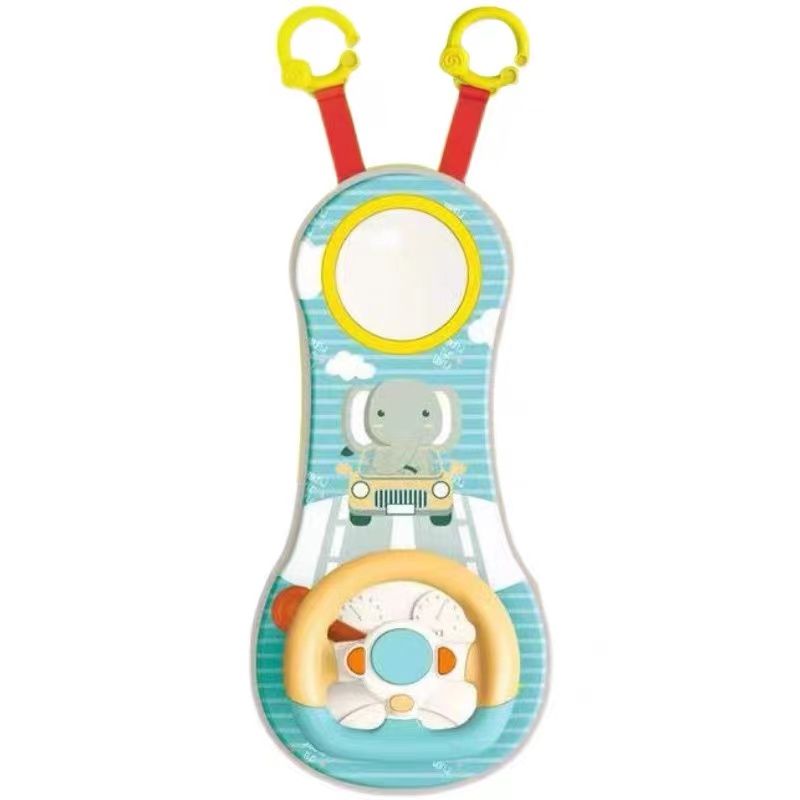 Baby Car Seat Toys with Mirror Infants Toddlers Interactive Carseat Toys Steering Wheel Toys Turquoise big image 1