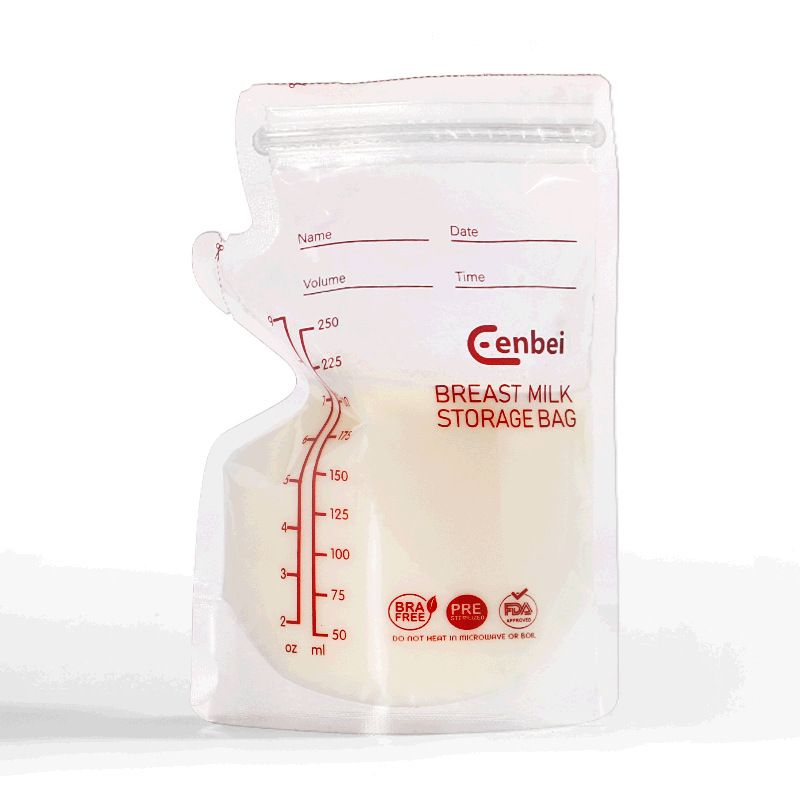 30-pack 250ML Disposable Breast Milk Storage Bags with Easy Pour Spout Hygienically Pre-Sealed Self Standing Bag White big image 2