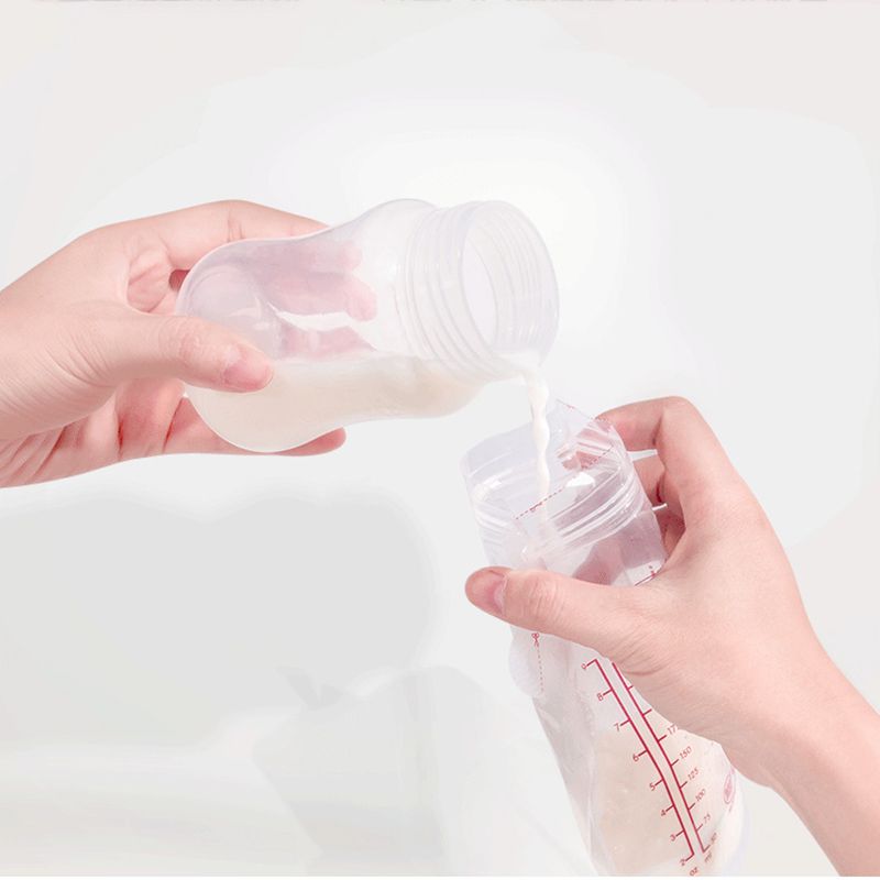 30-pack 250ML Disposable Breast Milk Storage Bags with Easy Pour Spout Hygienically Pre-Sealed Self Standing Bag White big image 5